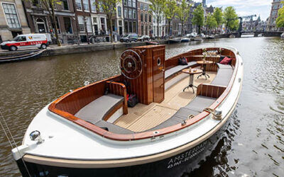 Dining on a boat in Amsterdam