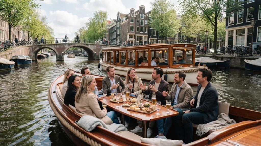 Sloep of salonboot voor een borrel in Amsterdam?