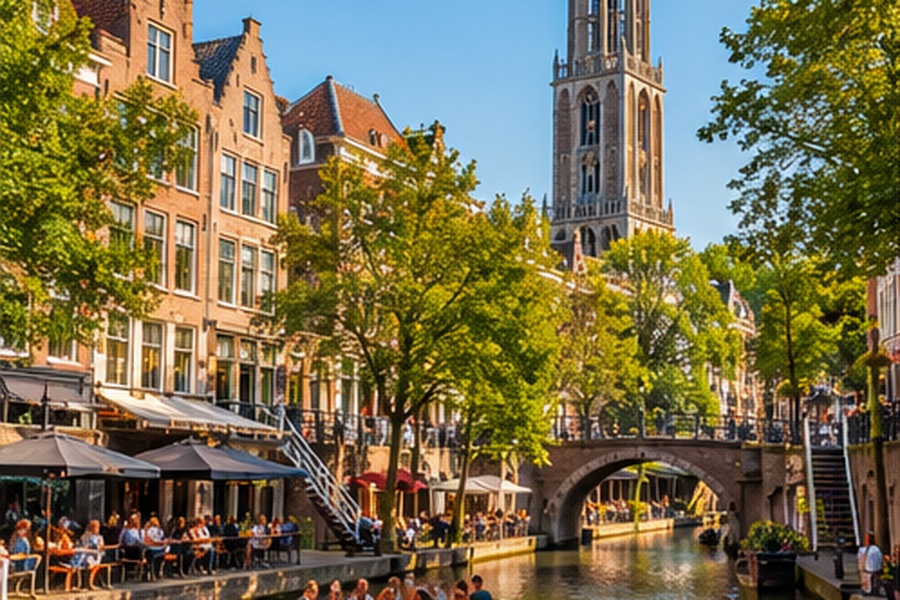 Rondvaart Door De Historische Grachten Van Utrecht Met Uitzicht Op De Domtoren Tijdens Een Bedrijfsuitje